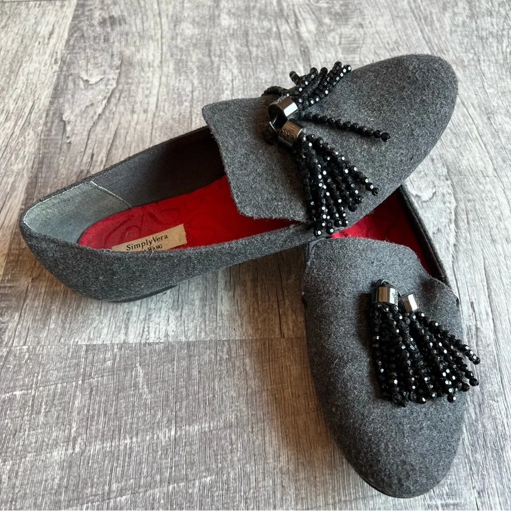 Simply Vera Wang Shoes Women's 7 M Grey Parker Rhinestone Tassel Slip On Loafer